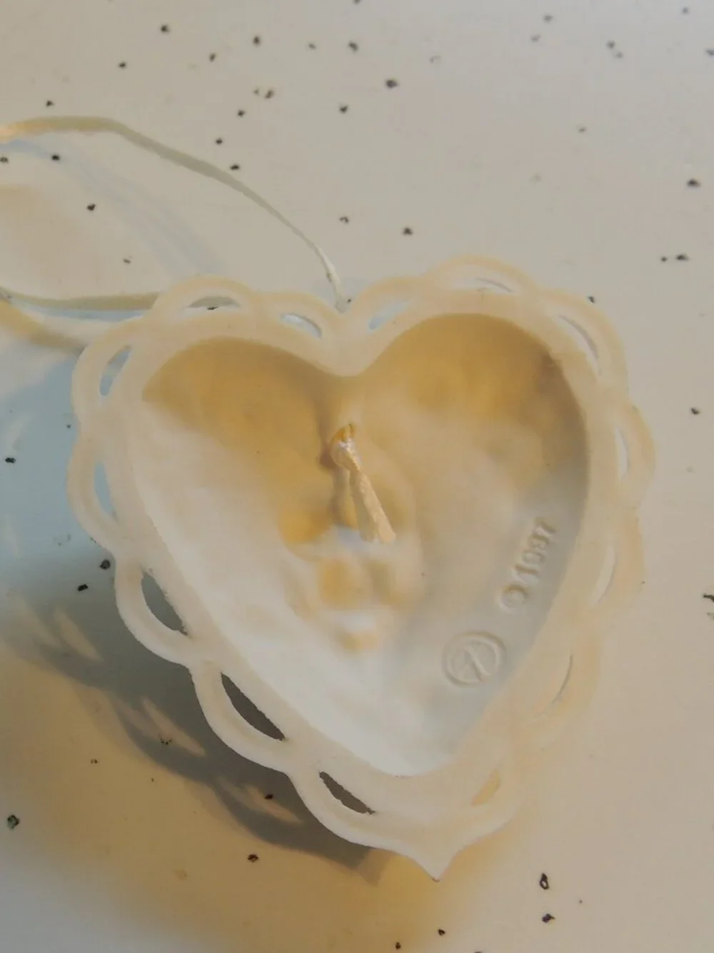 TWO Margaret Furlong Heart Ornaments